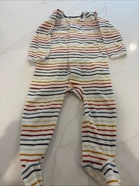 Magnetic Me White Multi Striped Footed One-Piece